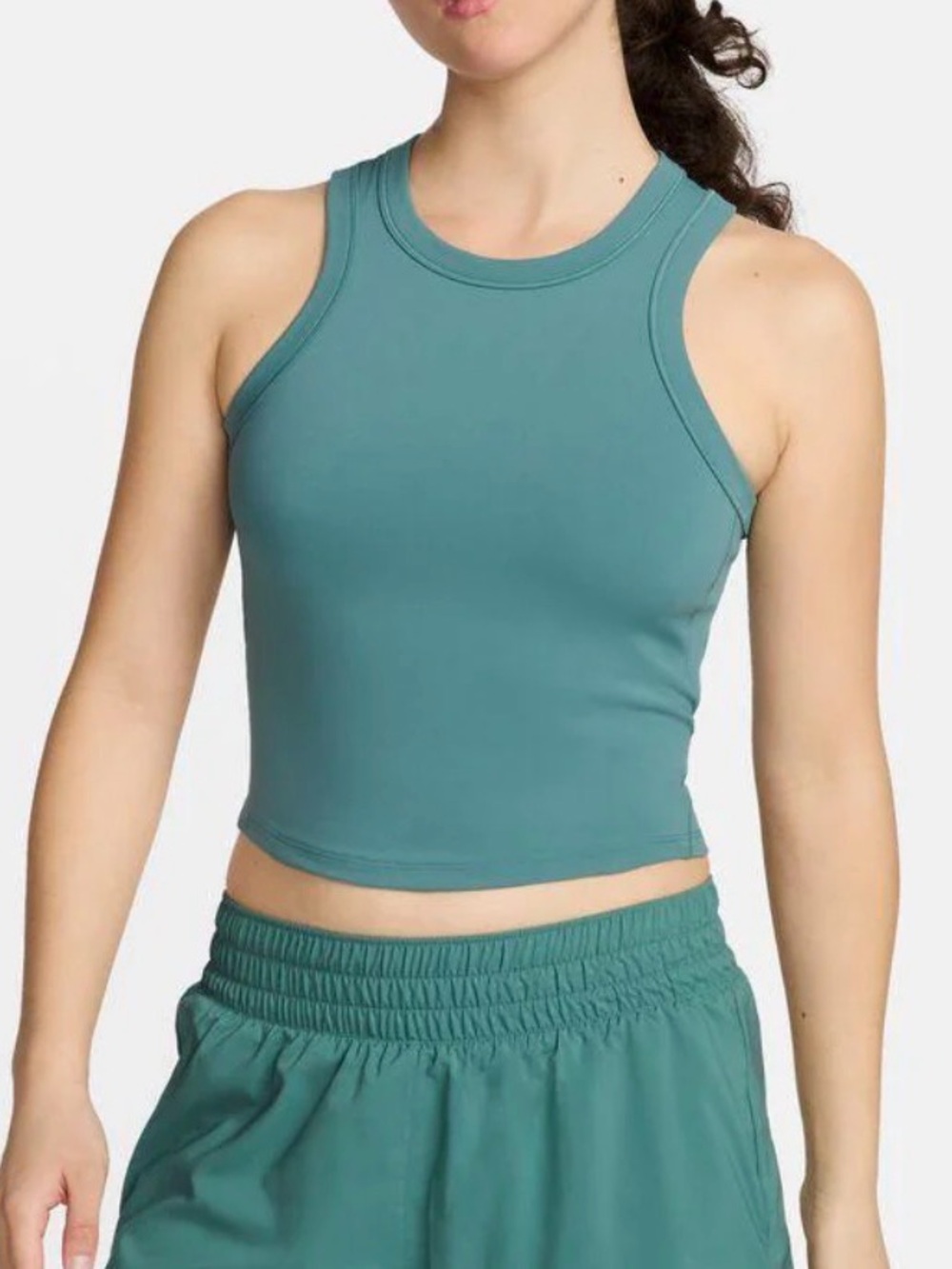 Nike One Women's Fitted Dri-FIT Cropped Tank Top Size XL Teal Green